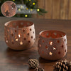 Starbright Rusted Metal Candle Holder Set of 2 - 3.54/4.13 inch