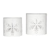 Scenic Snowflake Distressed White Metal Candle Holder Set of 2 - 3.75/4.75 inch