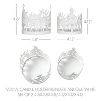 Votive Candle Holder Reindeer Antique White Set of 2