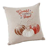 Grateful Thankful Blessed Pumpkins Pillow 12x12