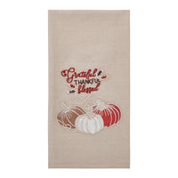 Grateful Thankful Blessed Pumpkins Tea Towel 19x28