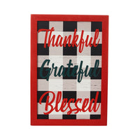 Thankful Grateful Blessed Christmas Gingham Wall Hanging Sign 13x9