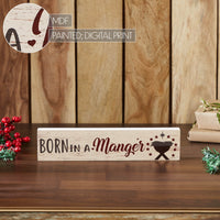 Born In A Manger Block Sign 3x13