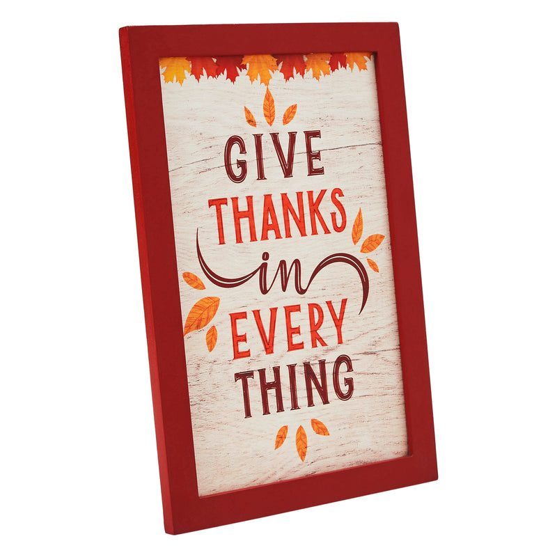 Give Thanks In Everything Fall Leaves Wall Sign 12x8