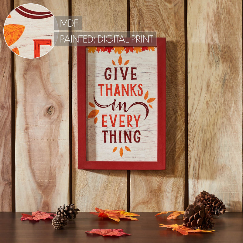 Give Thanks In Everything Fall Leaves Wall Sign 12x8