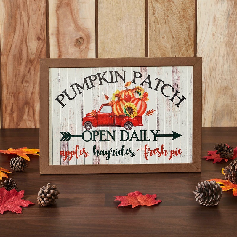 Shiplap Pumpkin Patch Red Truck Wall Sign 10x14