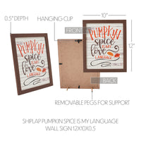 Shiplap Pumpkin Spice Is My Language Wall Sign 12x10