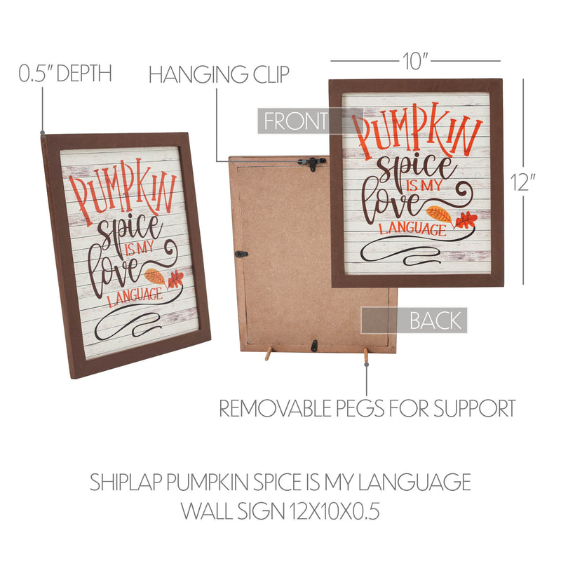 Shiplap Pumpkin Spice Is My Language Wall Sign 12x10