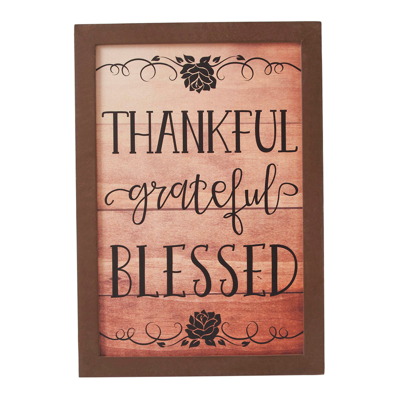 Shiplap Natural Thankful Grateful Blessed Wall Sign 13x9