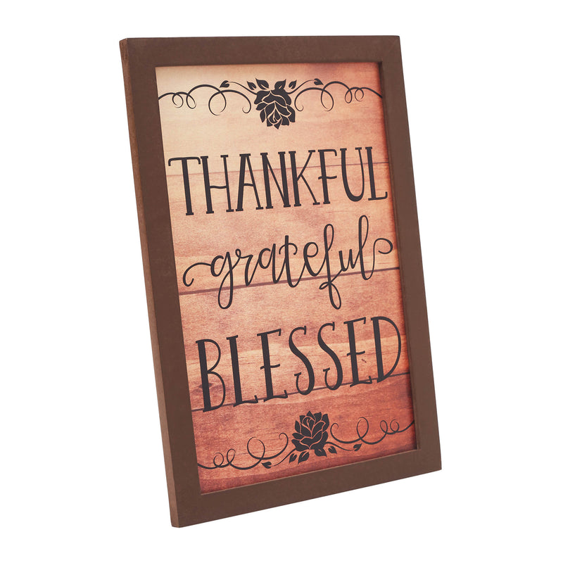 Shiplap Natural Thankful Grateful Blessed Wall Sign 13x9