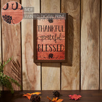 Shiplap Natural Thankful Grateful Blessed Wall Sign 13x9