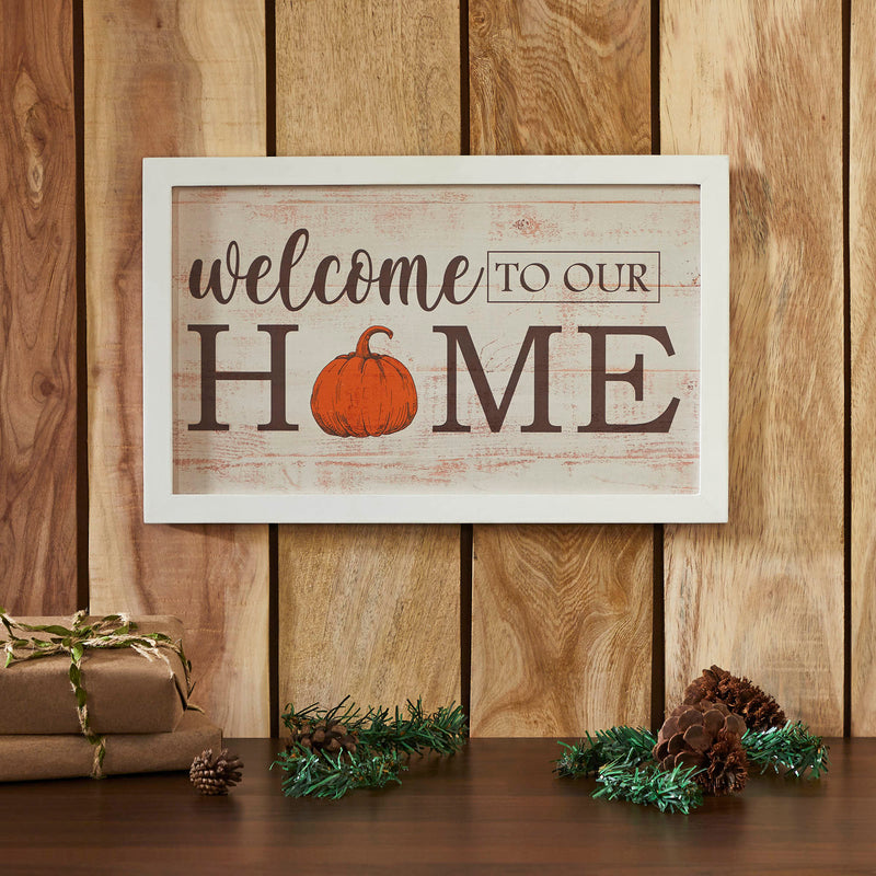 Welcome To Our Home Pumpkin Wall Sign 10x16