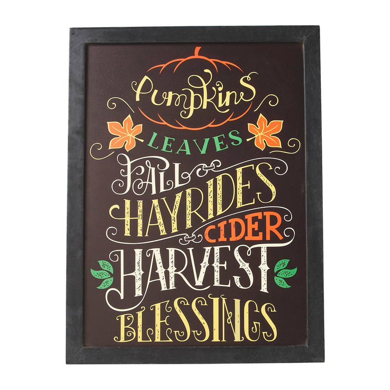 Harvest Blessings Phrases Black Border Wall Sign 16x12