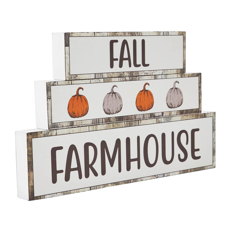 Fall Farmhouse Pumpkins Block Sign Set of 3 Sizes