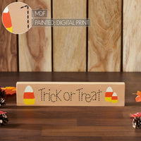 Trick Or Treat Candy Corn MDF Sign 2.75x13x1