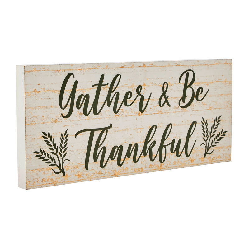 Gather & Be Thankful Wheat Stalks MDF Sign 7x16