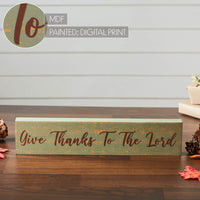 Give Thanks To The Lord Green Base MDF Sign 3x14