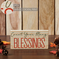 Count Your Many Blessings Cream Base MDF Sign 5x10