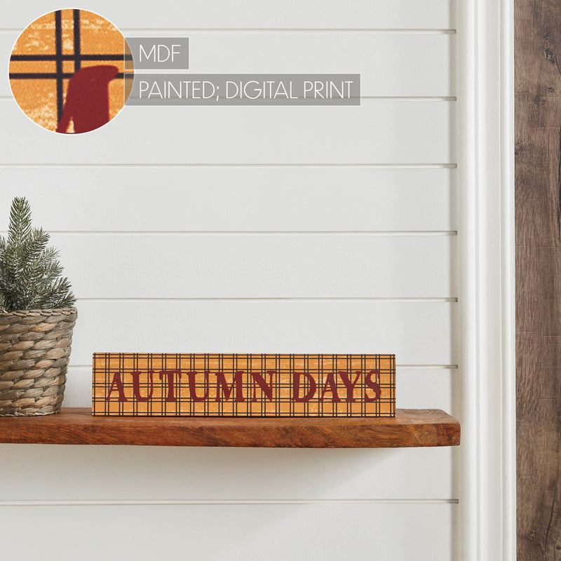 Autumn Days Burgundy on Mustard Base MDF Sign 3x14