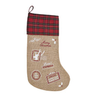 Burlap Natural Jute Plaid Airmail Stocking 12x20