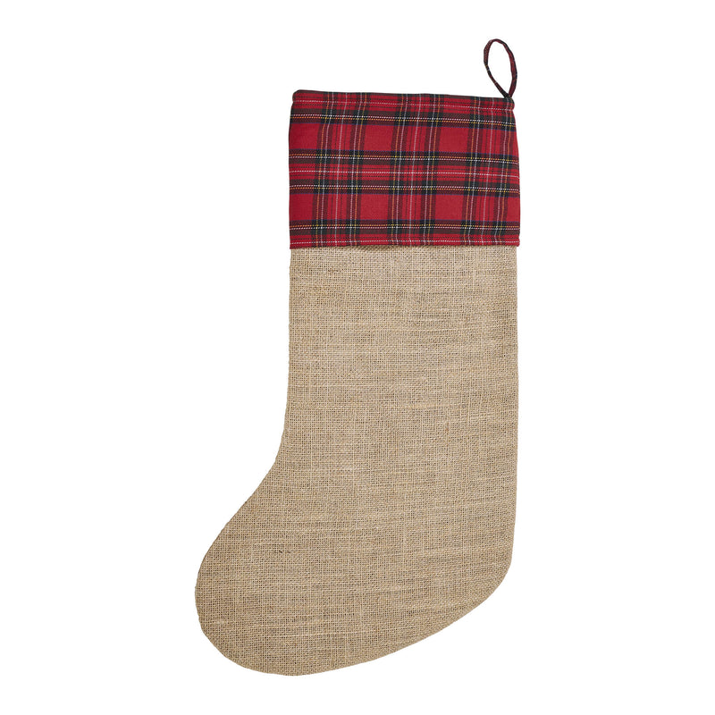 Burlap Natural Jute Plaid Airmail Stocking 12x20