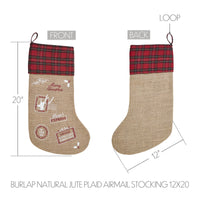 Burlap Natural Jute Plaid Airmail Stocking 12x20