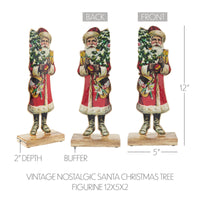 Vintage Nostalgic Santa Christmas Tree Figurine 12x5x2