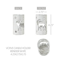Votive Candle Holder Reindeer White 4.25x2.75x2.75