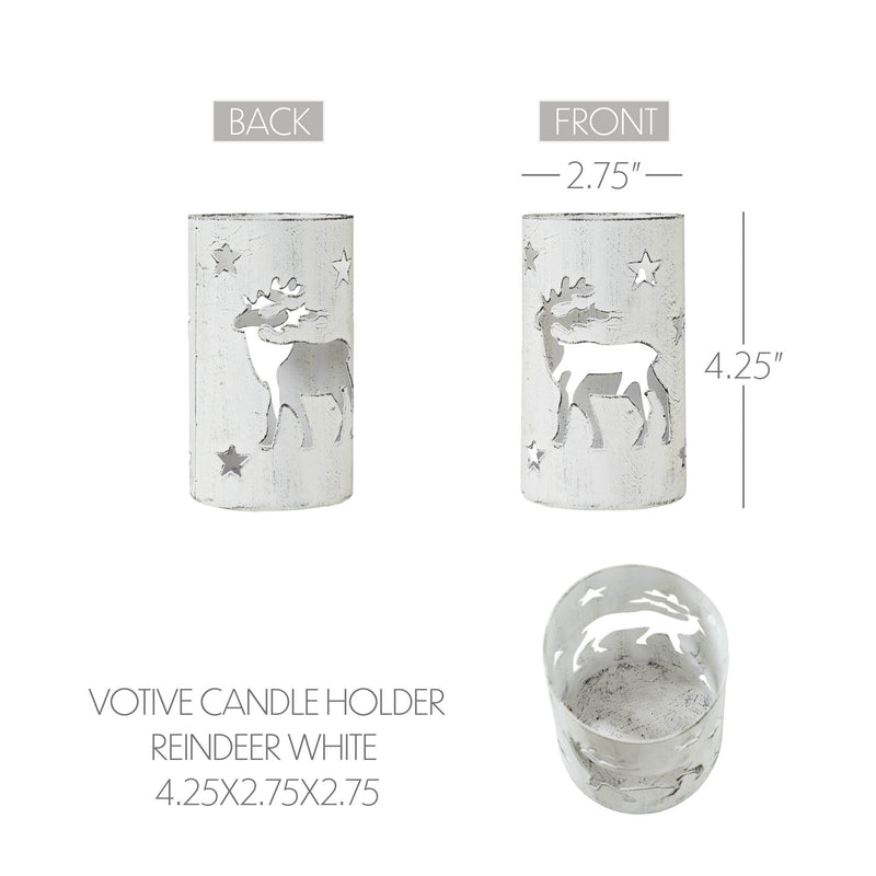 Votive Candle Holder Reindeer White 4.25x2.75x2.75