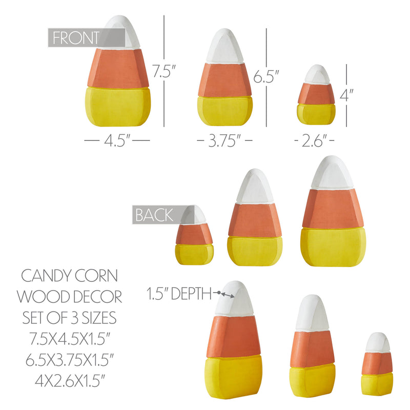 Candy Corn Wood Decor Set of 3 Sizes