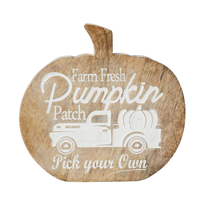 Farm Fresh Pumpkin Patch Pumpkin Shaped Wood Decor 6.25x6x1.25