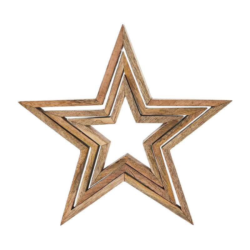 Wooden Nested Stars Natural 3-in-1 13x13x1.5 **BACKORDERED UNTIL JULY 2025**