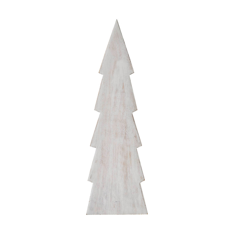Christmas Tree Distressed White Wooden Figurine 11.5x3.5x1.5