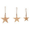 Wooden Star Natural Decorative Ornament Set of 3 Sizes