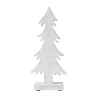 Christmas Evergreens White Wooden Figurine 16.5x7.25x2.5
