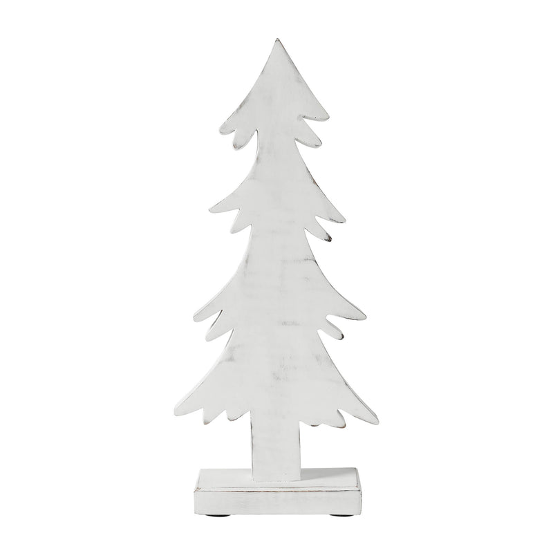 Christmas Evergreens White Wooden Figurine 16.5x7.25x2.5