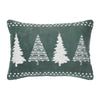 4 Christmas Trees Green Velvet Pillow 14x10