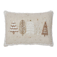 5 Christmas Trees White Pillow 14x10