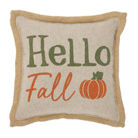 Pumpkin Bounty Hello Fall Pillow 9x9