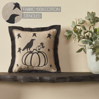 Raven Harvest Primitive Pumpkin Pillow 6x6