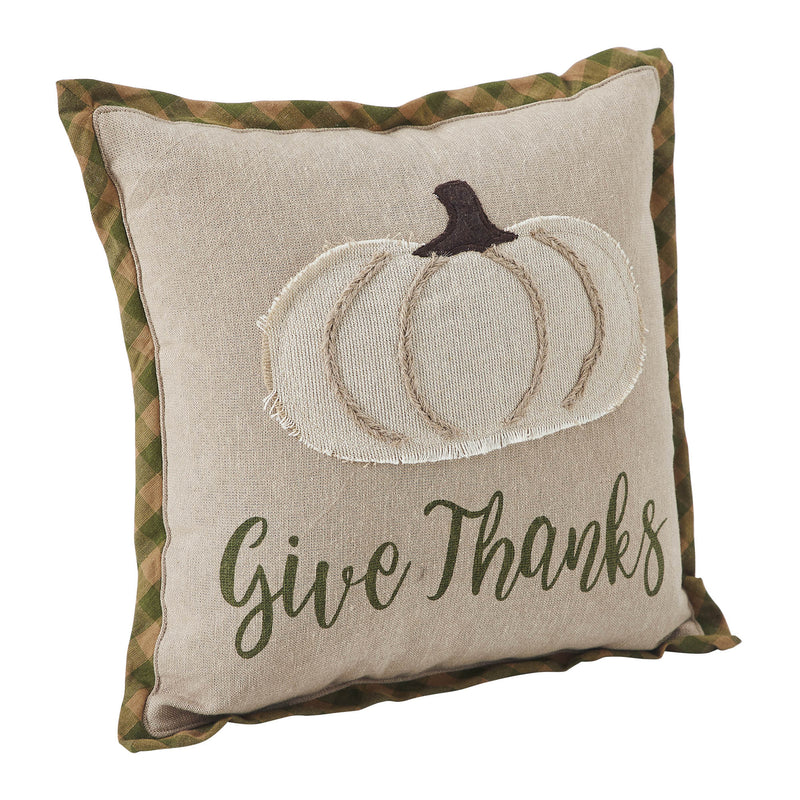 Harvest Blessings Applique Pumpkin Give Thanks Pillow 12x12