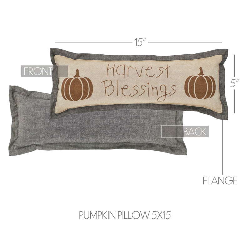 Harvest Blessings Pumpkin Pillow 5x15