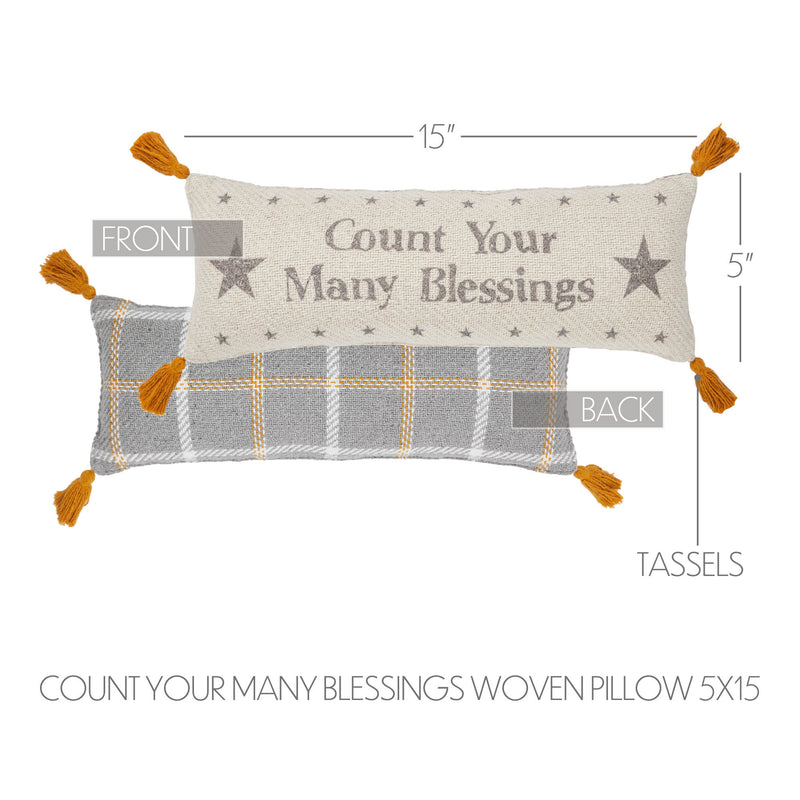 Harvest Blessings Count Your Many Blessings Woven Pillow 5x15