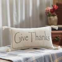 Harvest Blessings Give Thanks Woven Pillow 7x13