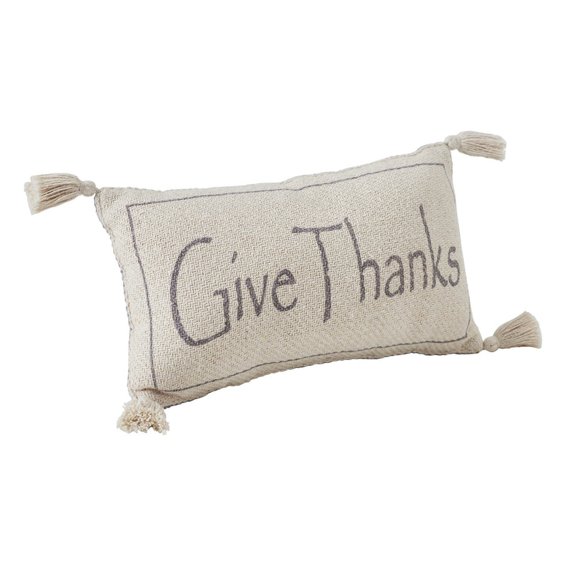 Harvest Blessings Give Thanks Woven Pillow 7x13