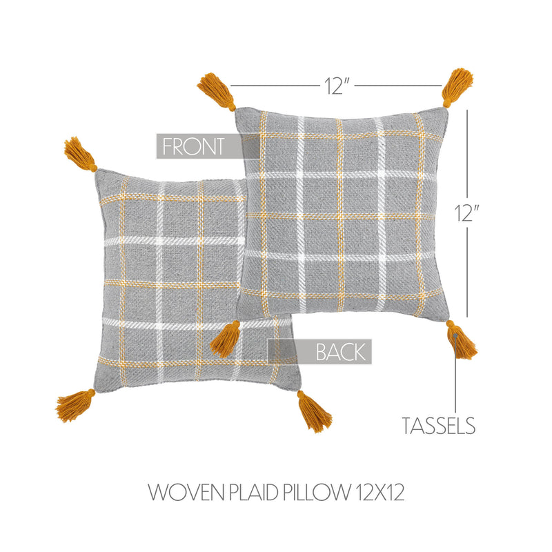 Harvest Blessings Woven Plaid Pillow 12x12