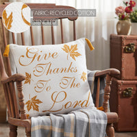 Harvest Blessings Give Thanks to the Lord Woven Pillow 18x18