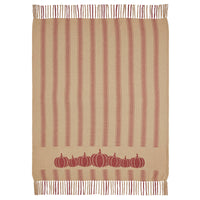 Harvest Blessings Pumpkin Patch Ticking Stripe Woven Throw 50x60