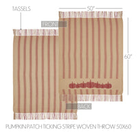 Harvest Blessings Pumpkin Patch Ticking Stripe Woven Throw 50x60