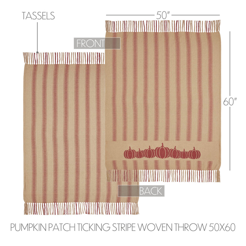 Harvest Blessings Pumpkin Patch Ticking Stripe Woven Throw 50x60